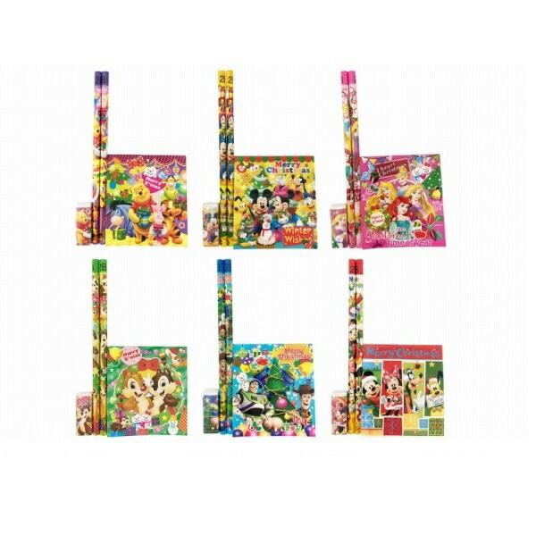 ディズニークリスマス4点文具セット 25個セット 景品 文房具 文具 新入学 幼稚園 子供会 子ども会 最大60 オフ 鉛筆 イベント 消しゴム ノート