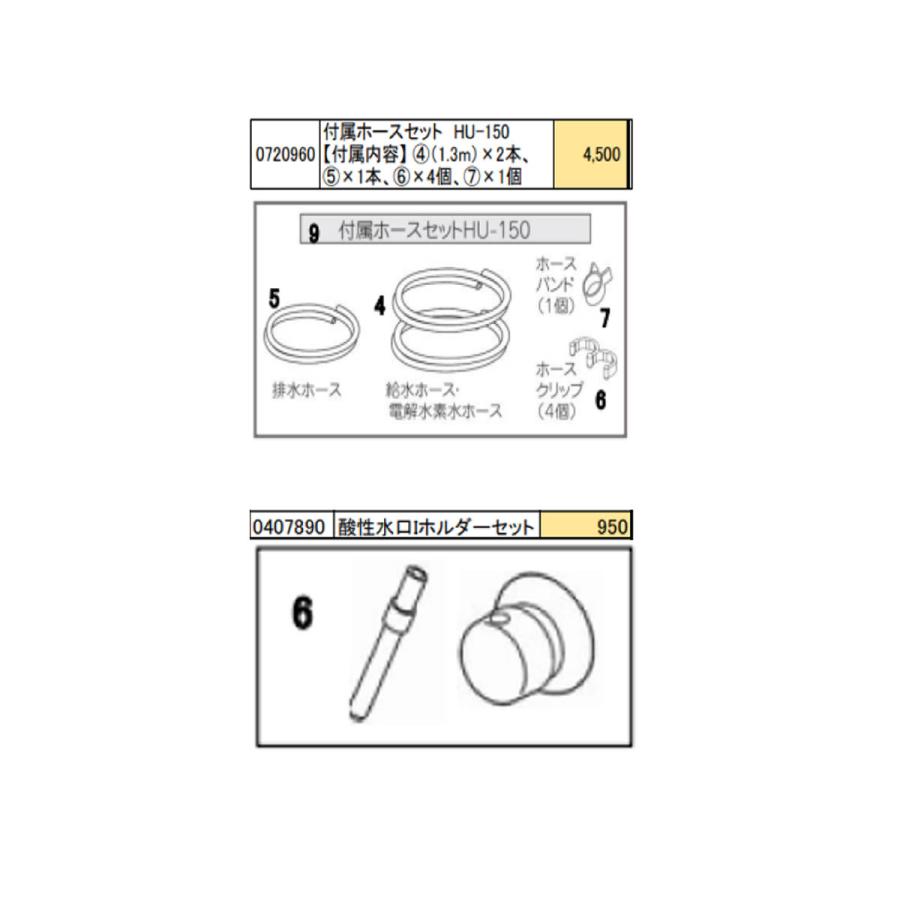 YOSA　水素風呂　給水＆排水ホース、取扱い説明書、ヘッドカバー予備 酸性水口Iホルダーセット＆給排水ホースセット OSG