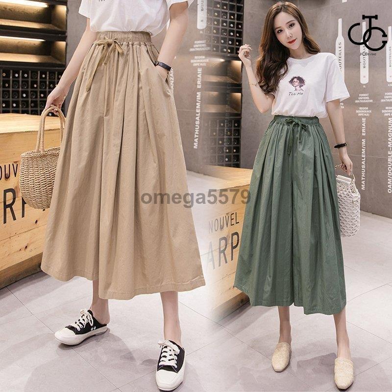 ガウチョパンツ レディース ワイドパンツ ウエストゴム スカーチョ フェミニン 可愛い 春夏 21最新作