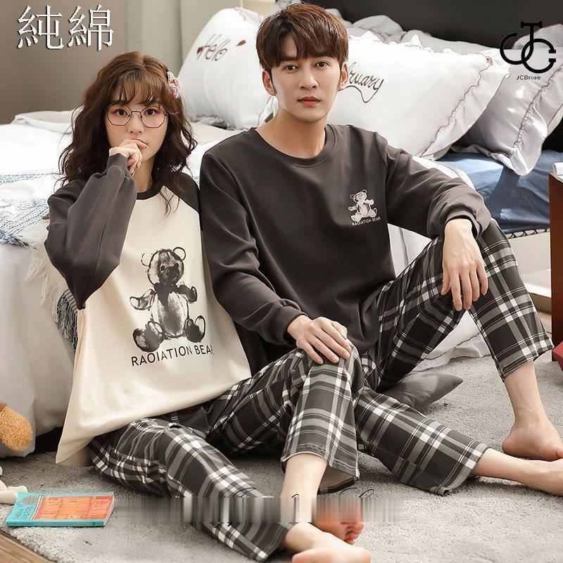 カップル ルームウェア ペア パジャマ 男/女 2点セット 綿100 カップル ルームウェア ペア パジャマ 男/女 2点セット 綿100