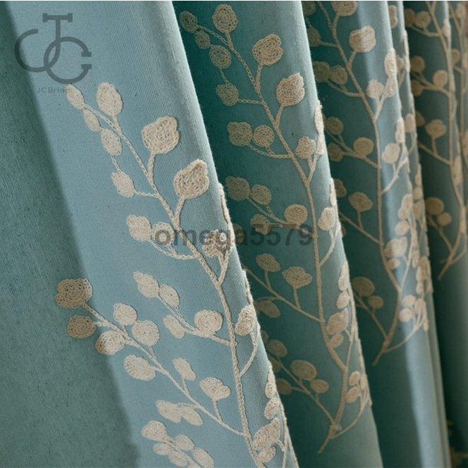 カーテン おしゃれ 刺繍 植物 柄 ナチュラル ドレープ 遮光可能 豪華 北欧 リビング 両開き2枚組 書斎 幅101〜200cm丈101〜200cm