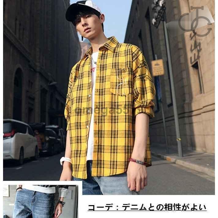 シャツメンズ チェックシャツ 長袖 ネルシャツ チェック柄 黄色 赤 ボタンダウン 韓国 ジュニア 秋 春 夏 冬 シャツメンズ シャツ インナー Hl0917 Rtr4 Jcbrigeストア 通販 Yahoo ショッピング