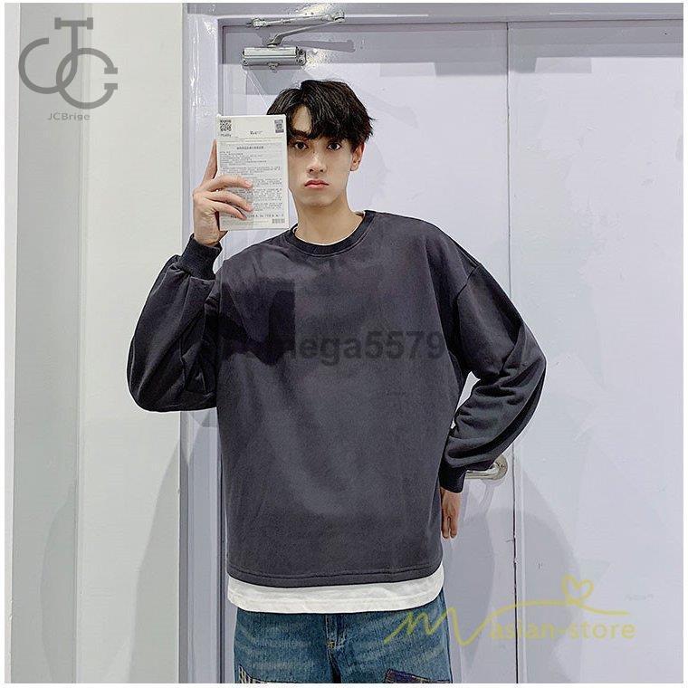 ロンT メンズ ロングTシャツ 長袖Tシャツ トレーナー フェイク ロンT メンズ ロングTシャツ 長袖Tシャツ トレーナー フェイク