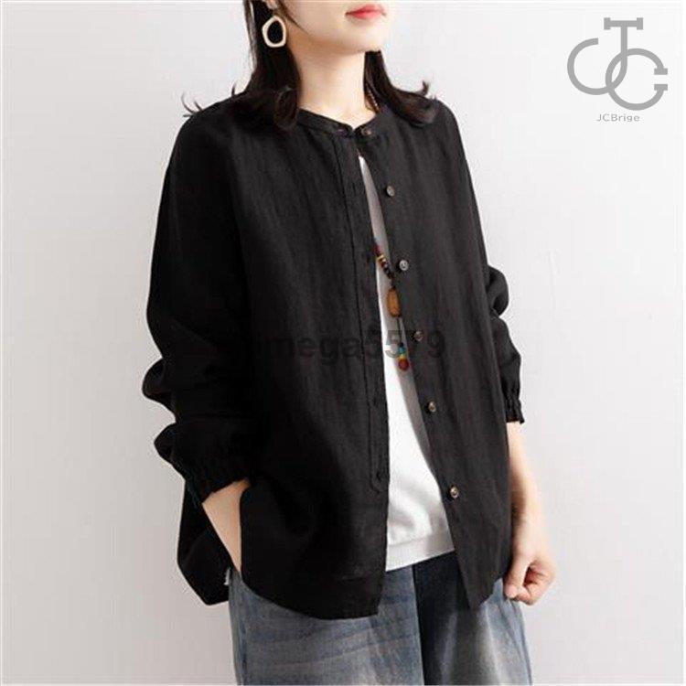 シャツ ブラウス レディース トップス シャツブラウス 無地 長袖 大きいサイズ コットン スタンドカラー オフィス 春秋 30代 40代 国際 ブランド
