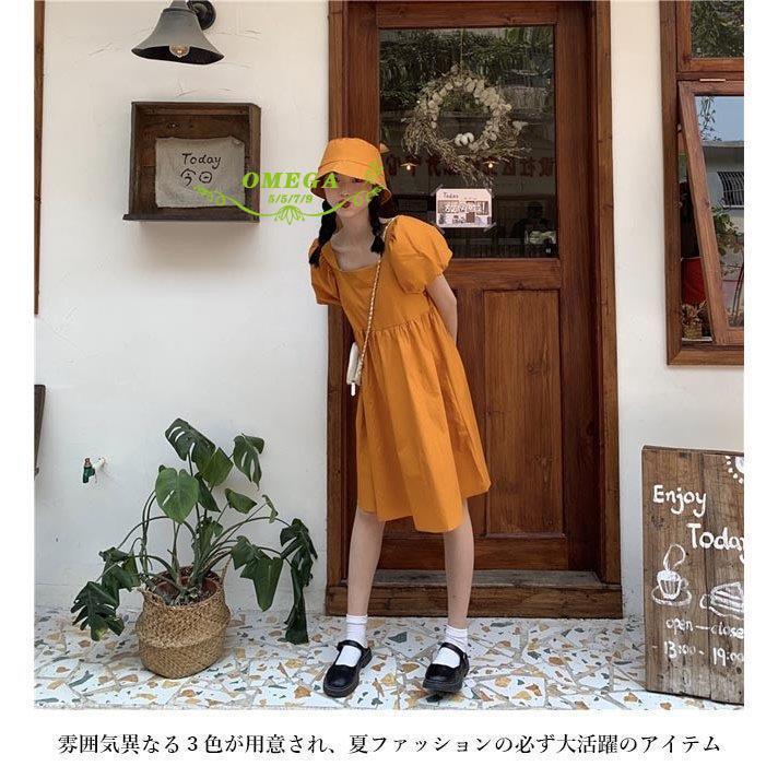 半袖ワンピース レディース ワンピース 夏 バルーンスリーブ サマーワンピース スクエアネック 膝丈ワンピース レトロ 夏ワンピース Zy0428 Lb Jcbrigeストア 通販 Yahoo ショッピング