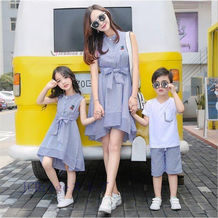 親子ペアルック ストライブ ワンピース 母と娘お揃い 母と息子お揃い 2点上下セット Tシャツ 半ズボン 夏 親子おそろい服 親子服 ママ 女の子用 男の子用 Zy0508 Yfkecr177 Jcbrigeストア 通販 Yahoo ショッピング