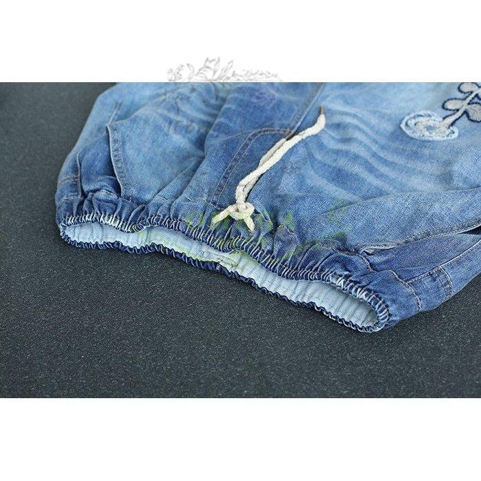 デニムクロップドパンツ タンポポ刺繍レディースデニムパンツ デニムクロップドパンツ タンポポ刺繍レディースデニムパンツ