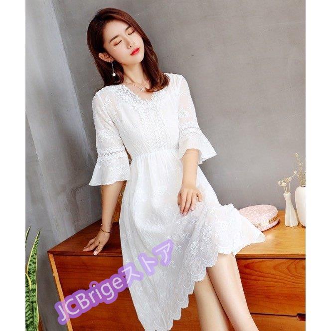 レディースレースワンピースaライン チュニックワンピお姫様 五分袖レース刺繍ワンピ淑やか フリル袖口 夏らしい大人二次会パーティドレス 披露宴 Zy0514 Xia344 Jcbrigeストア 通販 Yahoo ショッピング