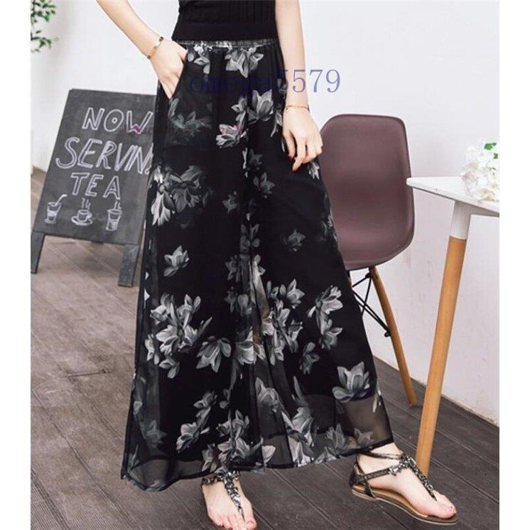 ワイドパンツ レディース ガウチョ マキシ丈 シフォン スカーチョ 落ち感 ボトムス ズボン 今季も再入荷 ウエストゴム 21 夏 カジュアル 春 ゆったり