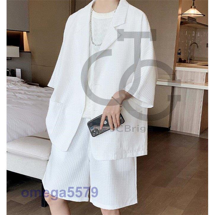 最安値挑戦 テーラードジャケット メンズ サマージャケット 半袖 薄手 夏 2点セット ショートパンツ 半袖ジャケット バーゲン Joilycoffee Vn