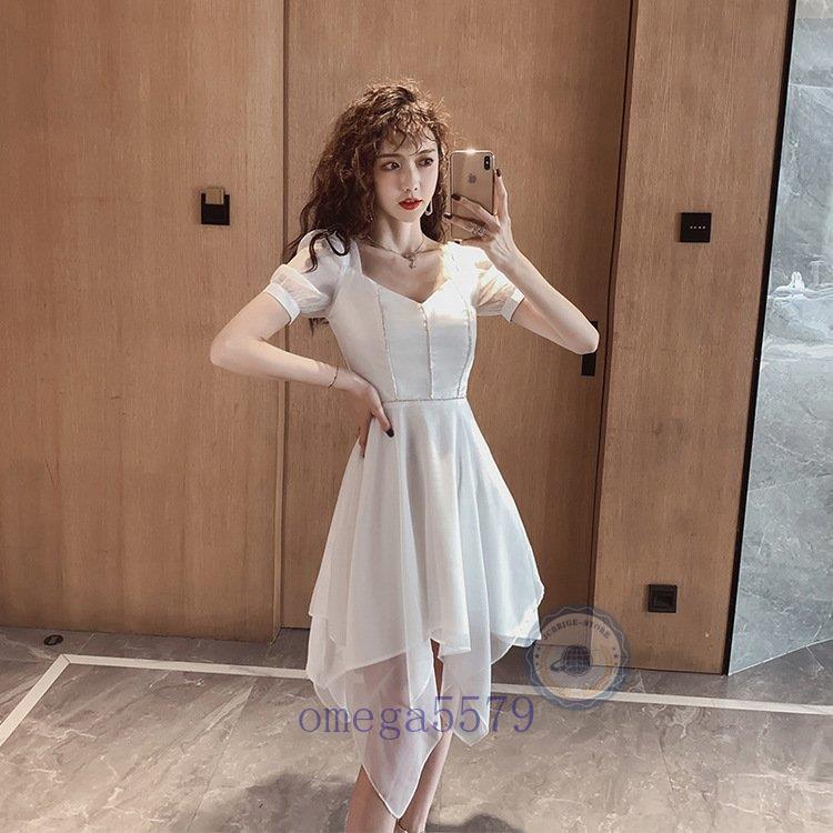 ワンピース レディース 安い 可愛い パーティードレス 夏 不規則 半袖 ｖネック クール パフスリーブ 大人可愛い デート パーティー Zy419 Esqz468 Jcbrigeストア 通販 Yahoo ショッピング