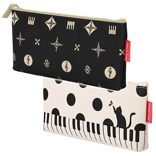 マチ付きペンケース（音楽柄）[Pianoline]【音楽筆箱】 : 鶯鳴堂雑貨店