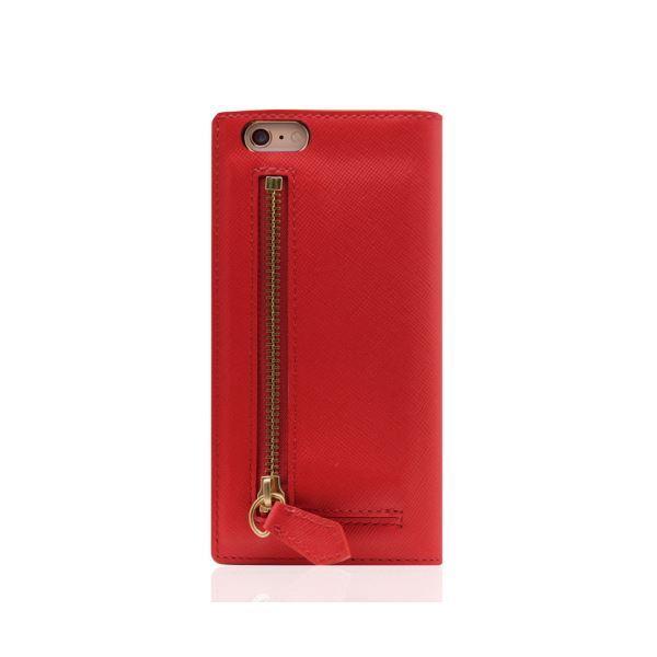 SLG Design iPhone6 6S Saffiano Zipper Case レッド スマホストラップ