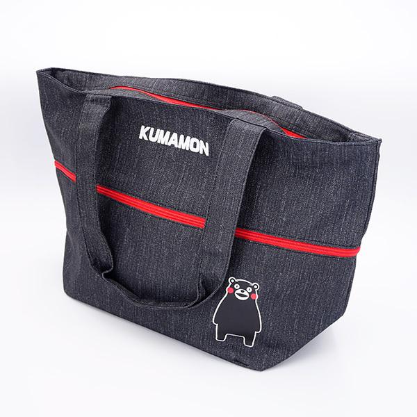 くまモン 伸びるトートバッグ ブラック B KUMAMON デニム 大きめ 大