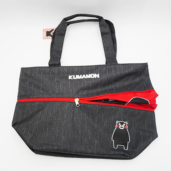くまモン 伸びるトートバッグ ブラック B KUMAMON デニム 大きめ 大