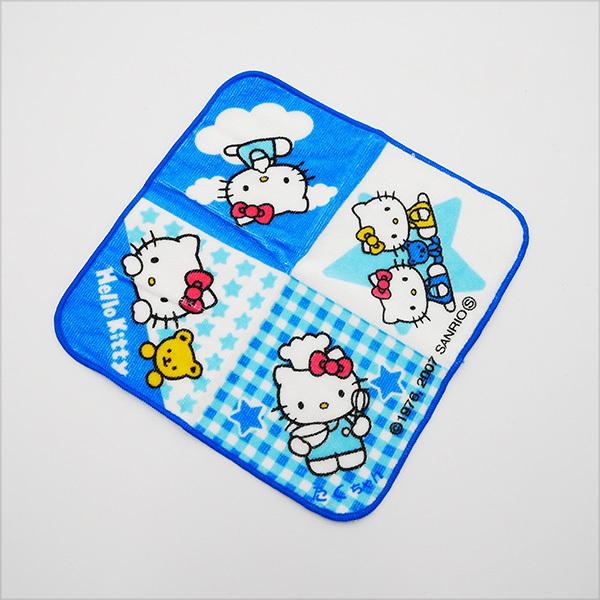 ハローキティ ネームハンカチ な行 ブルー 綿100％ サンリオ キティ