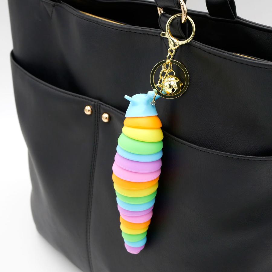 レインボーナメクジ キーホルダー 芋虫 いもむし くねくね カラフル