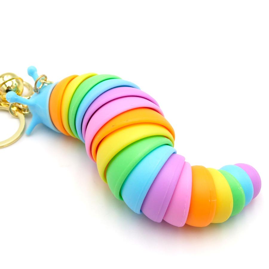 レインボーナメクジ キーホルダー 芋虫 いもむし くねくね カラフル
