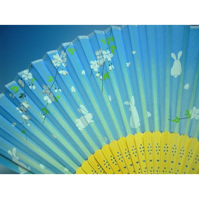シルク扇子 夜桜とうさぎ 日本土産(みやげ)に最適|omiyage|02