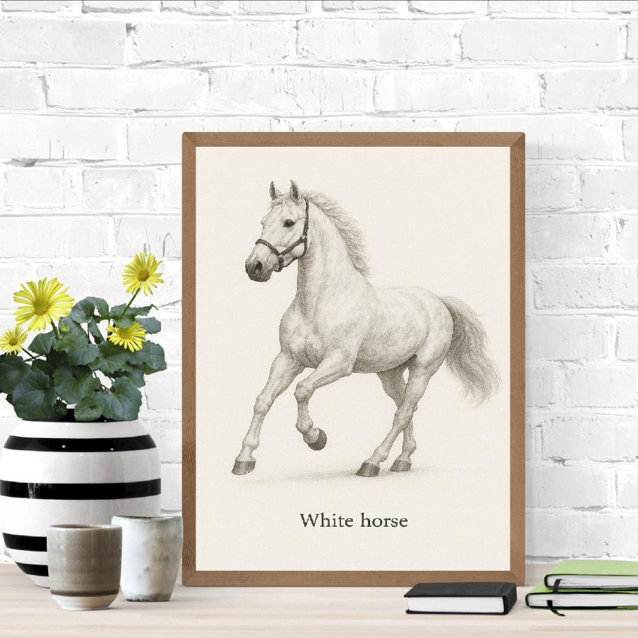 馬 Horse ポスター アート インテリア パネル キャンパス イラスト