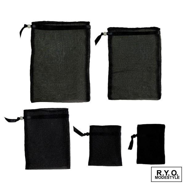 オーガンジーポーチ 巾着 Lサイズ 10枚 OEM可能 W125xH175mm : R.Y.O.