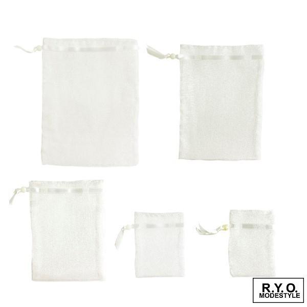 オーガンジーポーチ 巾着 LLサイズ 100枚 OEM可能 W150xH200mm  