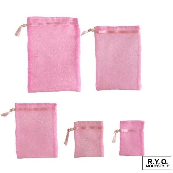 オーガンジーポーチ 巾着 Mサイズ 50枚 OEM可能 W115xH150mm : R.Y.O.