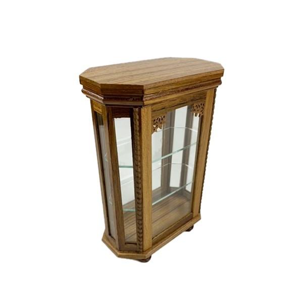 ミニチュア ショーケース 背面ガラス 六角形 丸足 木製ガラスケース