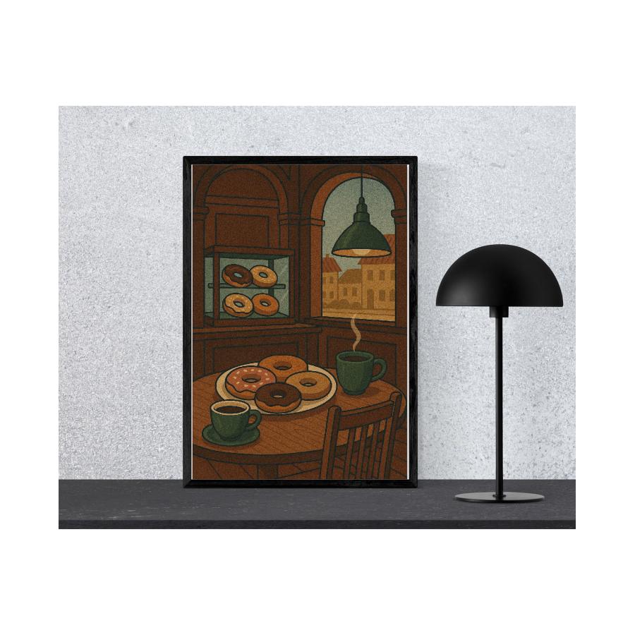 ドーナッツカフェ ポスター レトロ 可愛い アート インテリア パネル