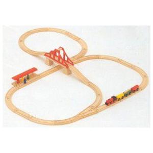 木の手あそび  木製 知育手あそび 【MICKI】線路手あそび 電車仕掛ける・つり橋  貨物輸送無料 ラッピング無料 レールトイ-おもちゃ