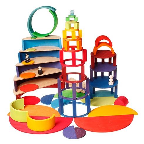 【正規品】グリムス　半円盤レインボー大 　木製レインボー知育玩具 知育玩具 0歳 1歳 2歳 3歳 4歳 5歳 グリムス・半円盤・レインボー