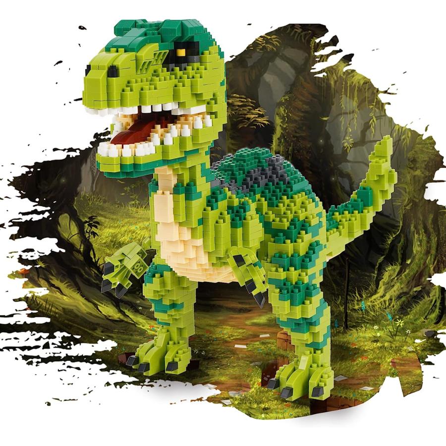 恐竜 ブロック (緑)1457ピース ティラノサウルス レックス 恐竜 パズル  