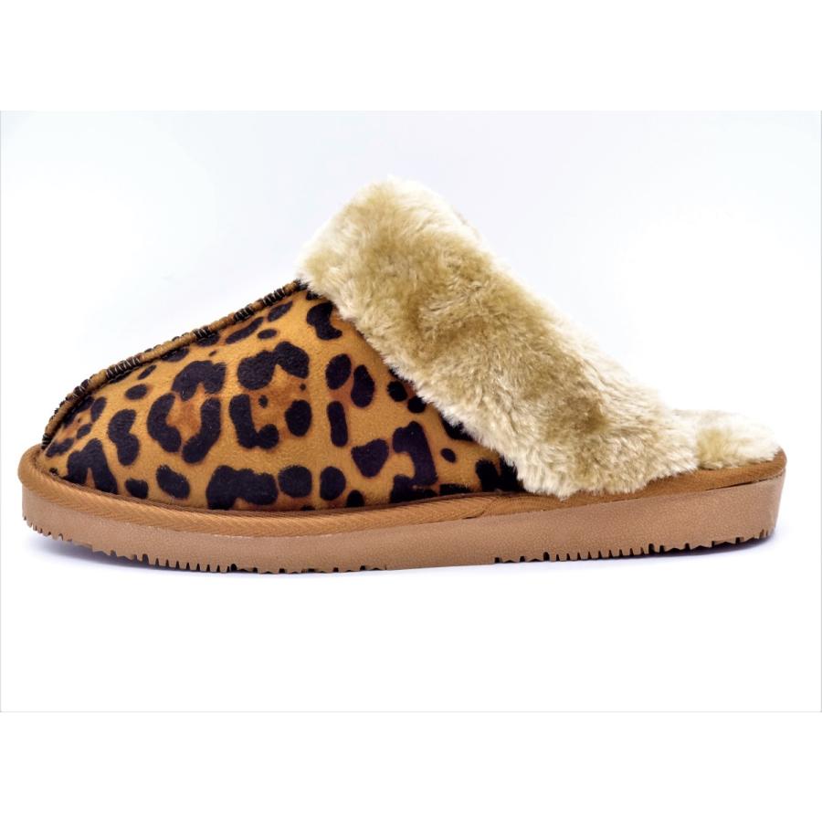 寒い冬も楽チンで温かい ムートンスリッパ サボサンダル SC9314 ヒョウ