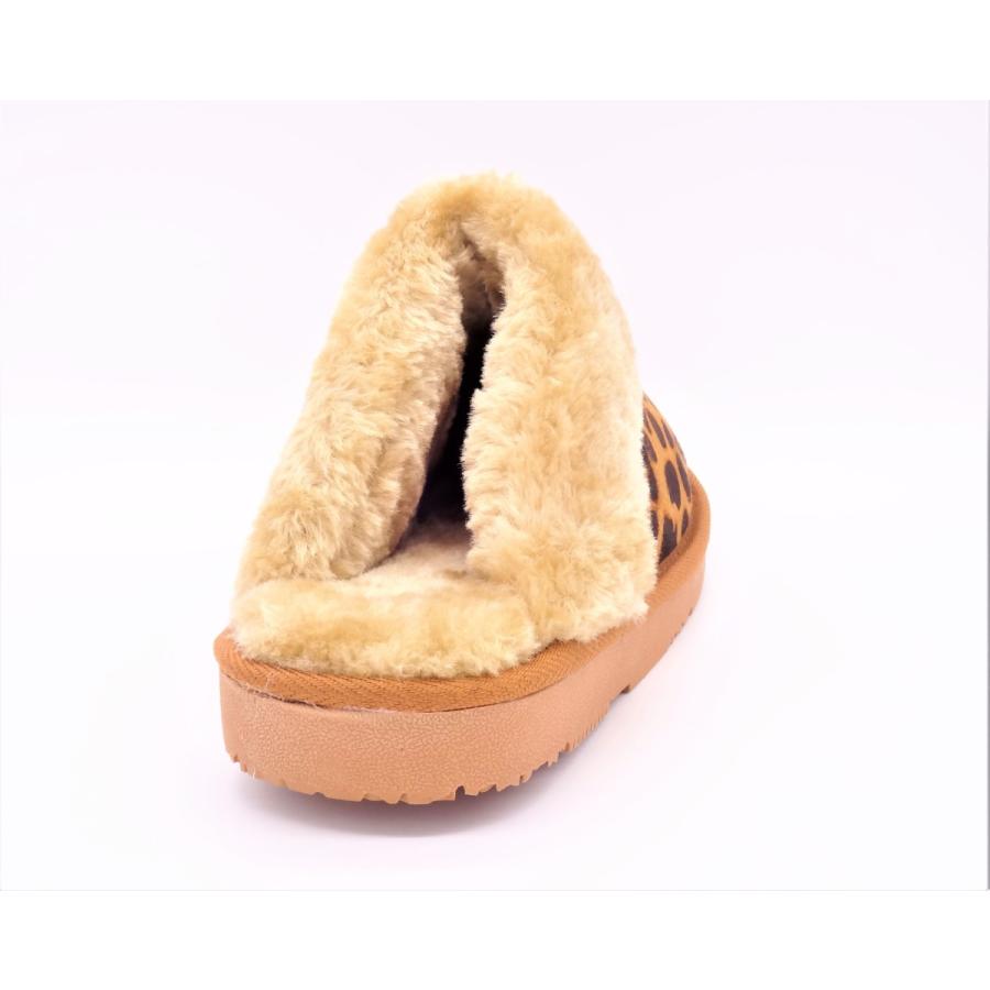 寒い冬も楽チンで温かい ムートンスリッパ サボサンダル SC9314 ヒョウ