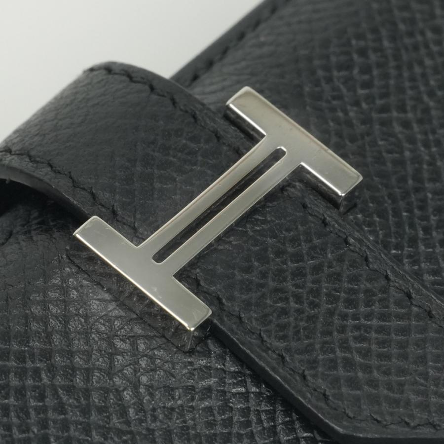 エルメス 財布 ヴィンテージ 二つ折財布 レザー 革 ブラック 黒 HERMES ○E刻印 コンパクト財布 ミニ財布 ミニウォレット ウォレット サイフ【中古】 HERMES - エルメス 財布 ヴィンテージ 二つ折財布 レザー 革 ブラック