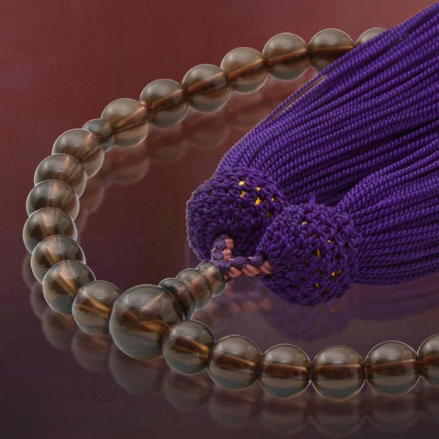 数珠　女性用　茶水晶　天然石　共仕立　正松房　山念　日本製　おもいや