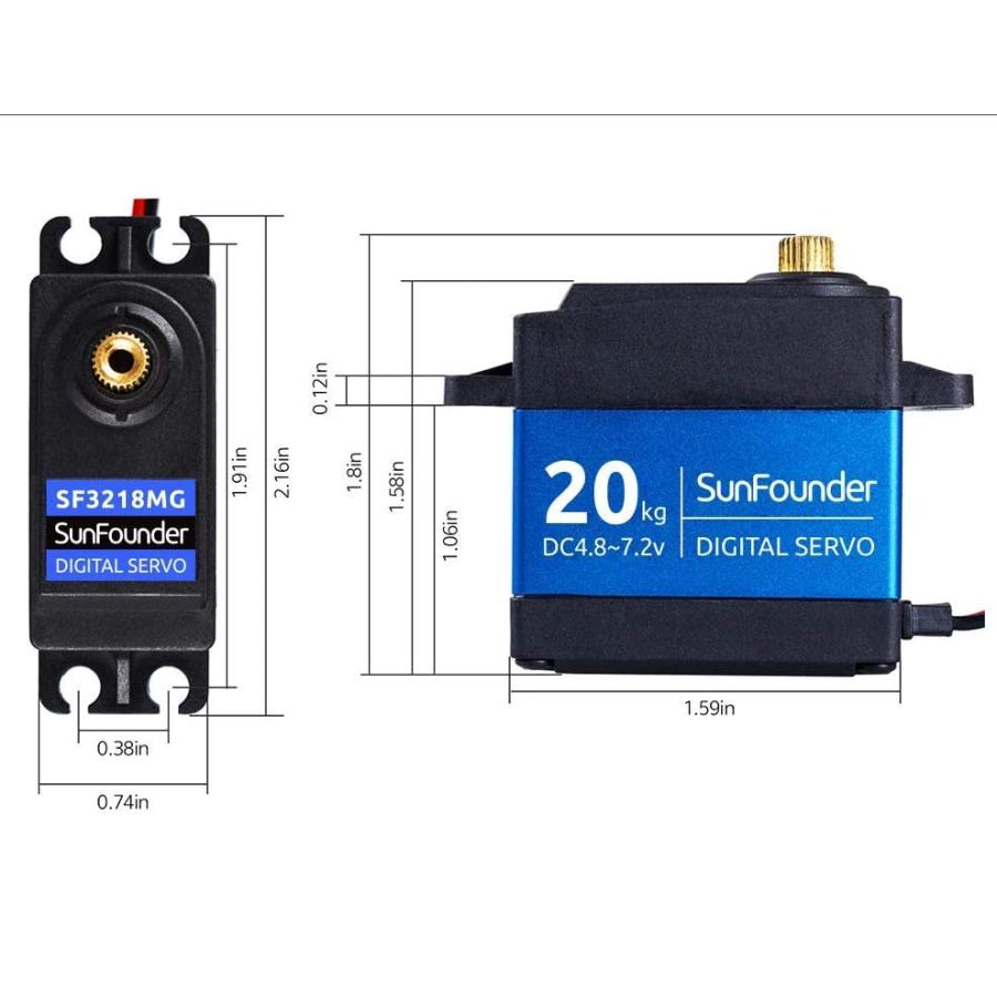 20KG高トルクサーボモーター SF3218MGデジタルメタルギア アルミニウムケース ラジコンロボットカー用サーボ｜omoroiya-store｜05