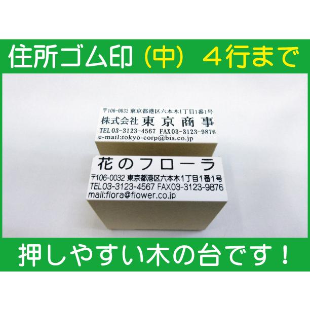 住所 ゴム印 4行（中）約21ミリ×57ミリ位【※必ず住所入れて下さい
