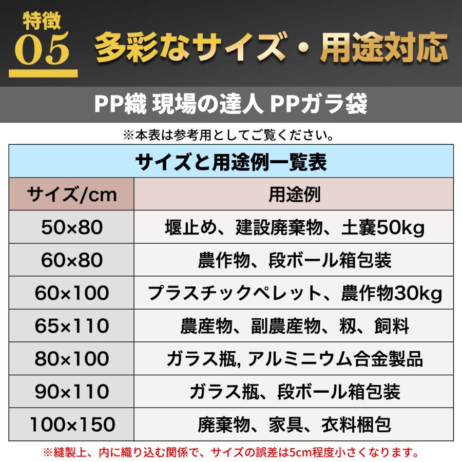 現場の達人 ガラ袋 厚手 50 80 60 100 150 土のう 土のう袋 土嚢 土嚢袋 代わり ホームセンター 砂 対候性 防水 耐久 多種サイズ 緊急 防水防止 網袋 編み込み |  | 14