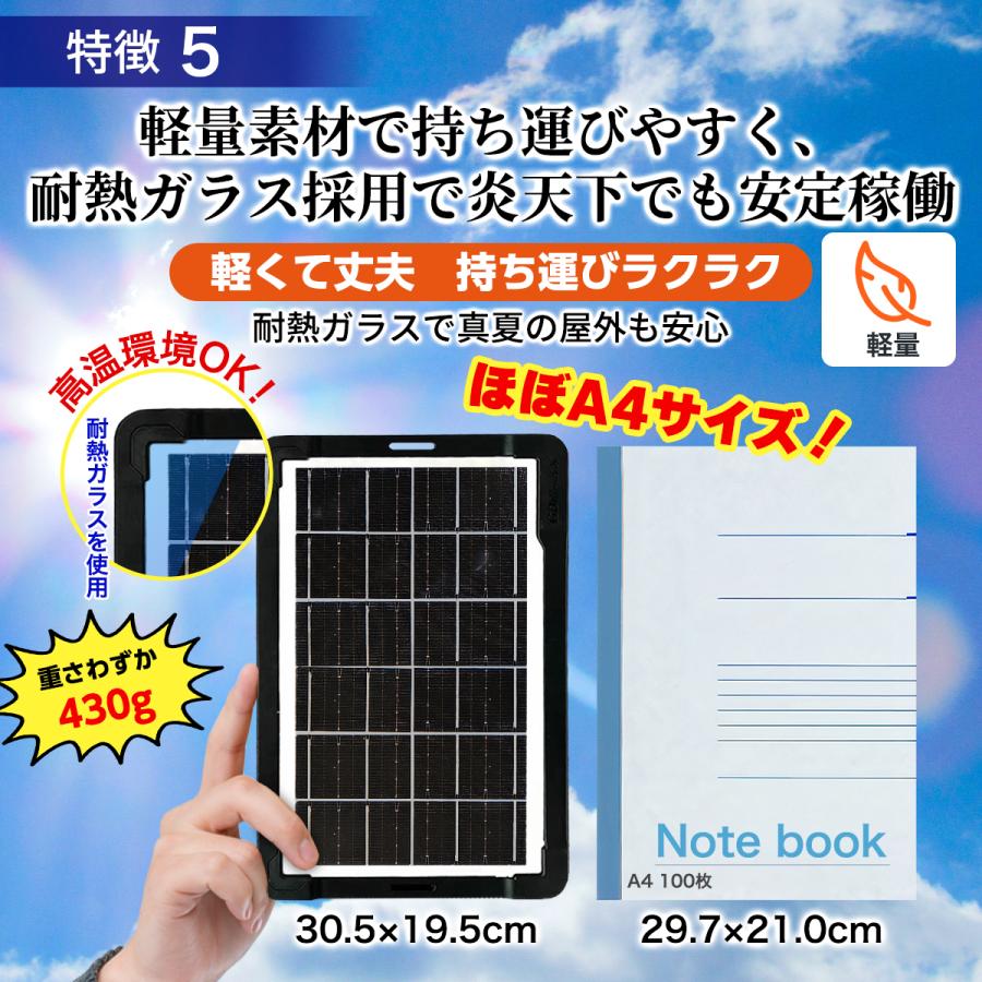 ソーラーパネル 小型 usb 4ポート 10w 6v 折りたたみ 架台 車