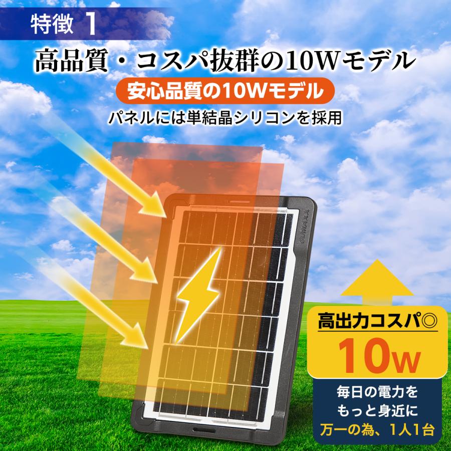 ソーラーパネル 小型 usb 4ポート 10w 6v 折りたたみ 架台 車