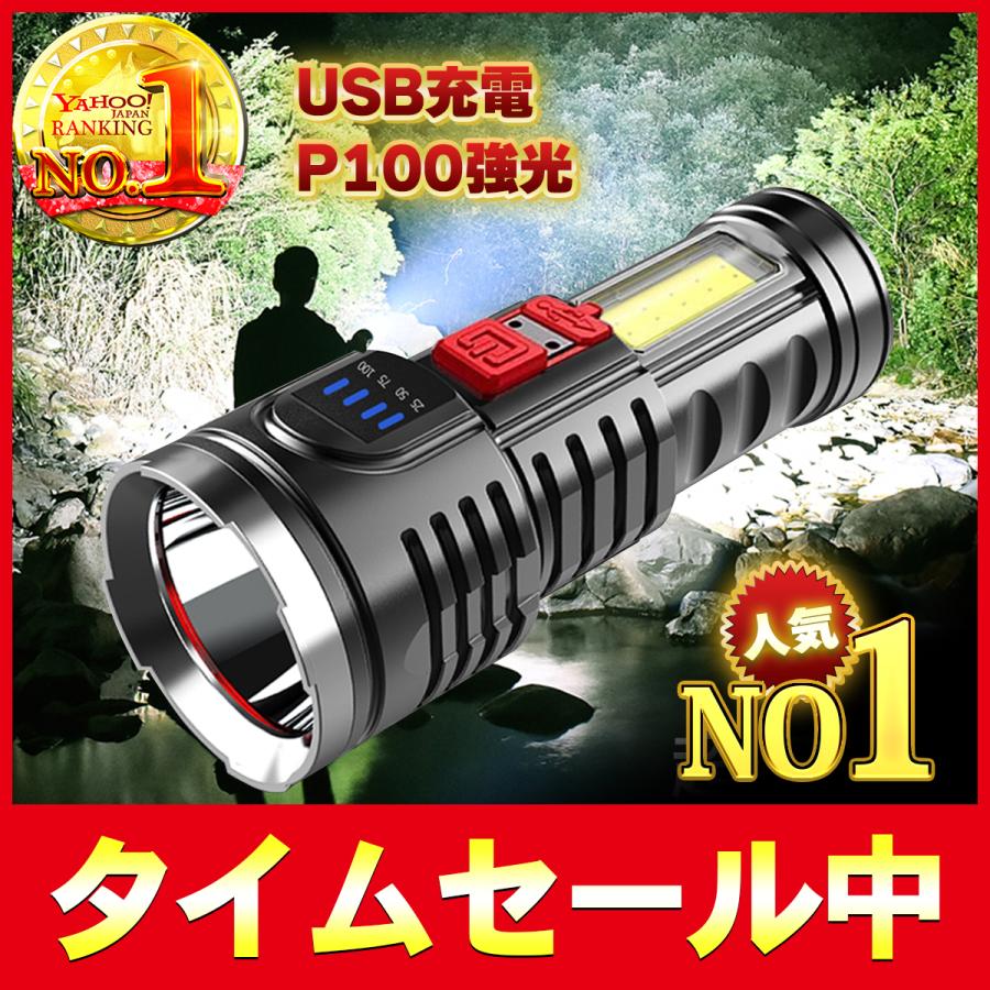 懐中電灯 ソーラー 充電式 LED 強力 最強 防災 停電対策 軍用 爆光