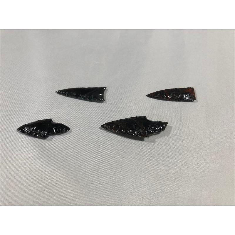 実物 黒曜石の矢じり 水晶