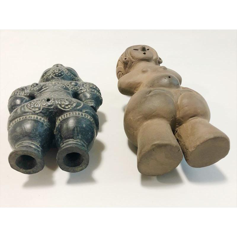 遮光器土偶置物2対セット