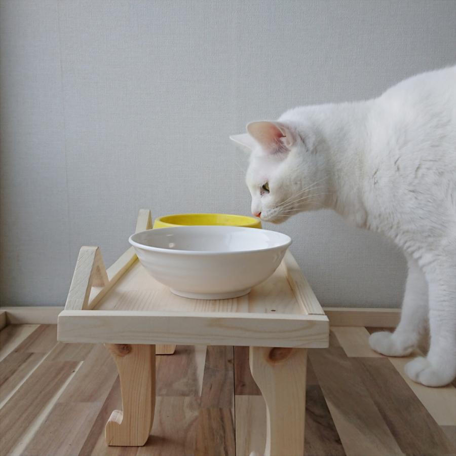 猫 ごはん台 水平ねこver 受注生産 ペット えさ置き フードテーブル Nekodai 2 おもして堂二号店 通販 Yahoo ショッピング