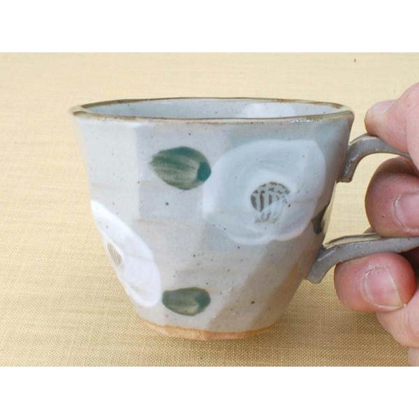 つばき コーヒーカップ＆ソーサー お家cafe 珈琲碗皿 土物 手描き