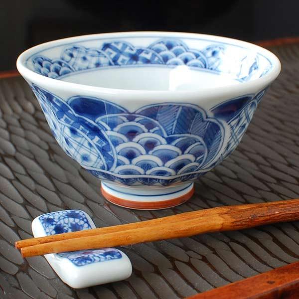 祥瑞 ソギ茶碗 / 藍凛堂 食器 中平 ご飯茶碗 飯碗 染付 美濃焼