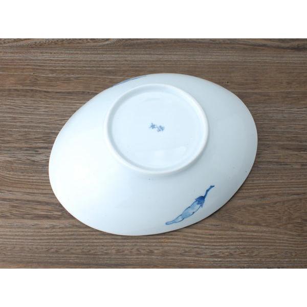 錦とうがらし 70楕円深皿 / 食器 唐辛子柄 楕円深皿 盛り皿 白磁 転写