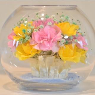 おもてなしギフト フラワーボトル 生花を色や形をそのままに、３ヶ月から半年間（保存状態によっては更に長期間）綺麗に咲かせます 球状型ボトル |  | 01