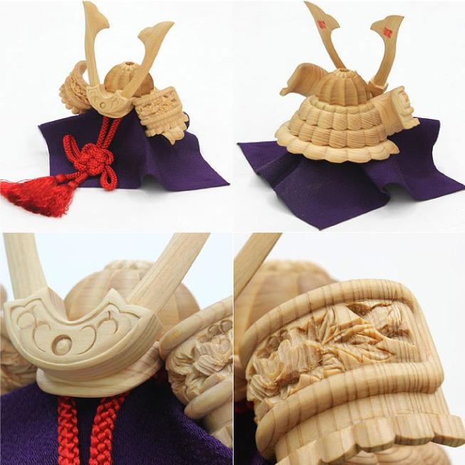 誕生ギフト 木彫り兜 伊川彫刻店 ひのきの木彫り兜(お櫃付き) 勇希 おもてなしギフト |  | 03